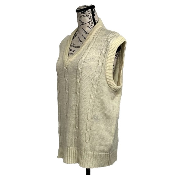 Vintage Troy Hill Sweater Vest 80s/90s Mens Cableknit Fishermen Preppy Grampa L - Picture 2 of 8